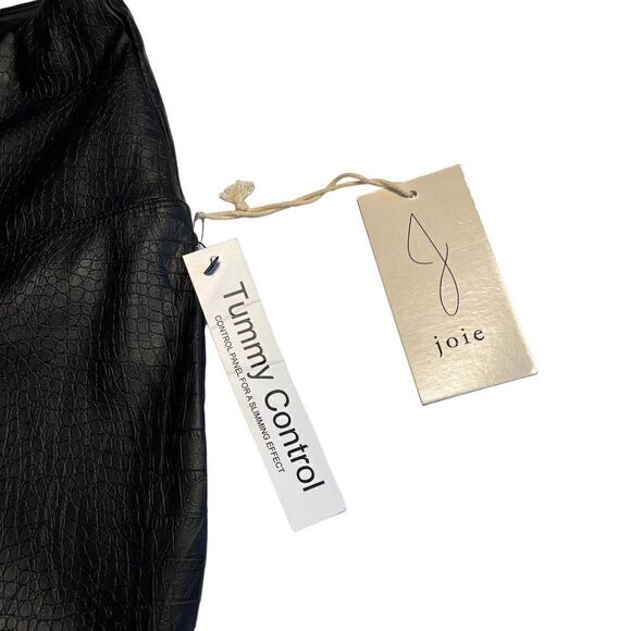 NEW Joie Vegan Faux Leather Crocodile Style Tummy Control Black Pants Large - Picture 6 of 11